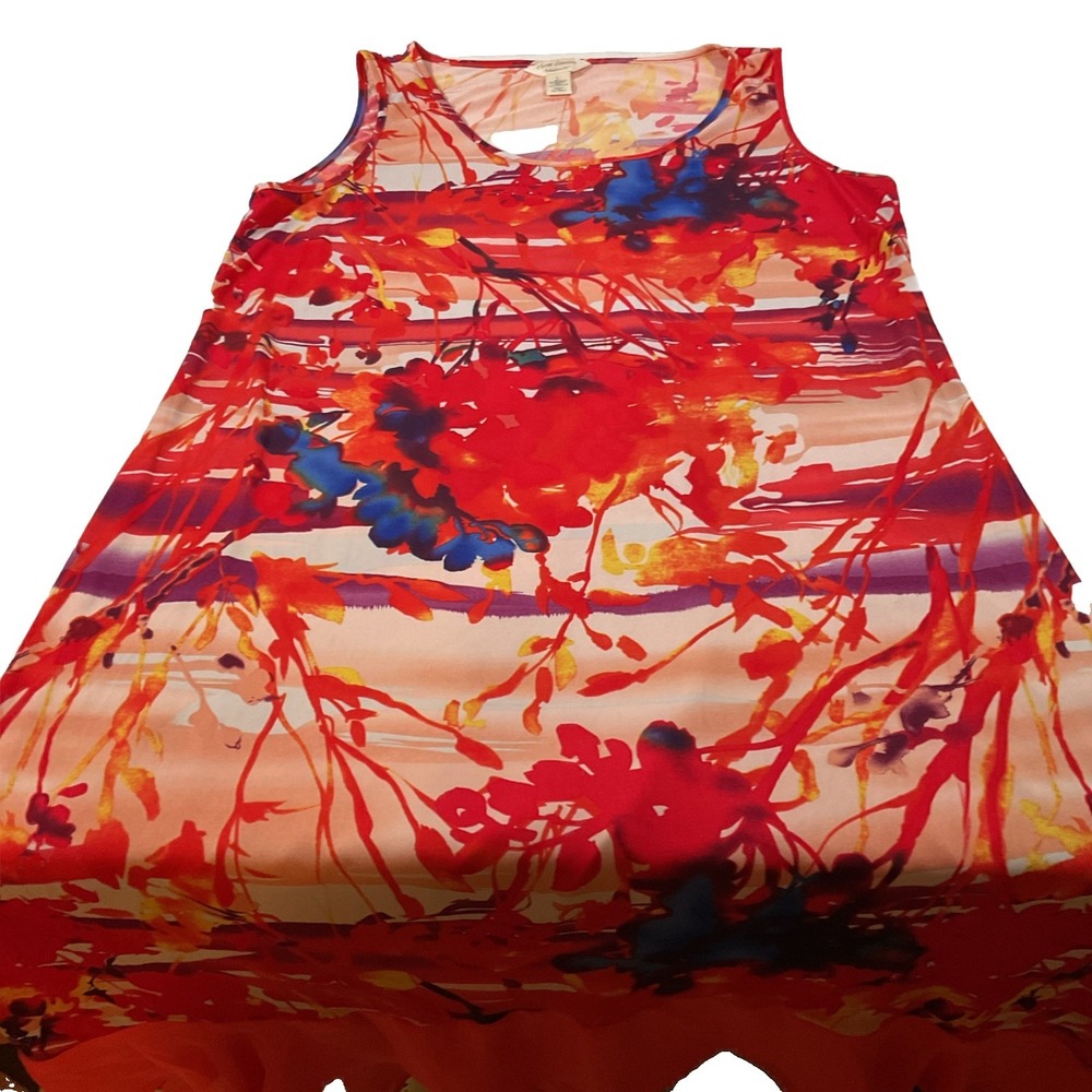 Three Seasons Maternity Floral Sleeveless Midi Dress HiLo/Chiffon Hem Sz L I88